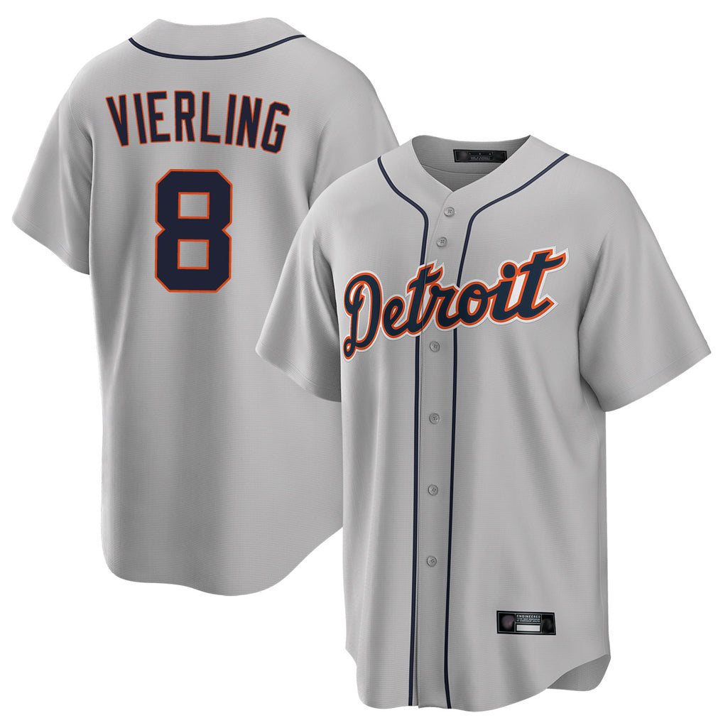 MATTH D.Tigers #8 Matt Vierling Player Gray Home Game Stitched Jerseys