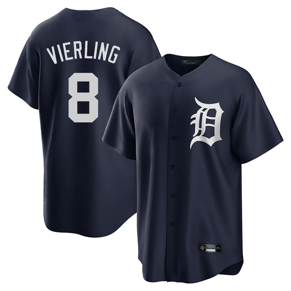 MATTH D.Tigers #8 Matt Vierling Player Navy Game Home Stitched Jerseys