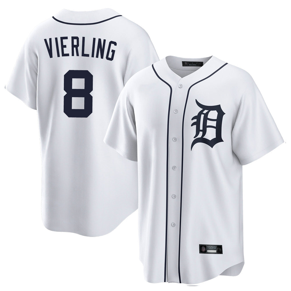 MATTH D.Tigers #8 Matt Vierling Player White Home Game Stitched Jerseys