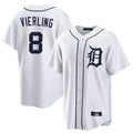 MATTH D.Tigers #8 Matt Vierling Player White Home Game Stitched Jerseys