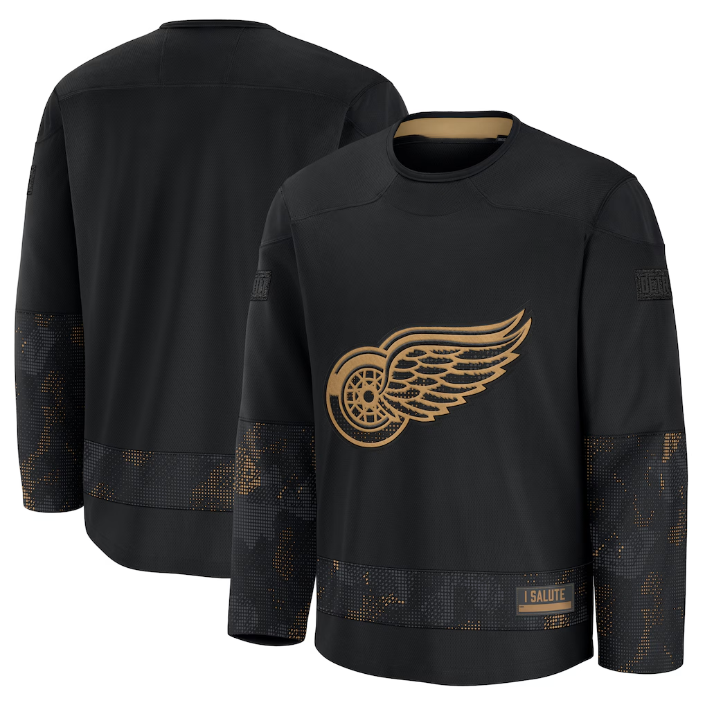 MATTH D.Red wings Black 2024 Military Appreciation Practice Jersey
