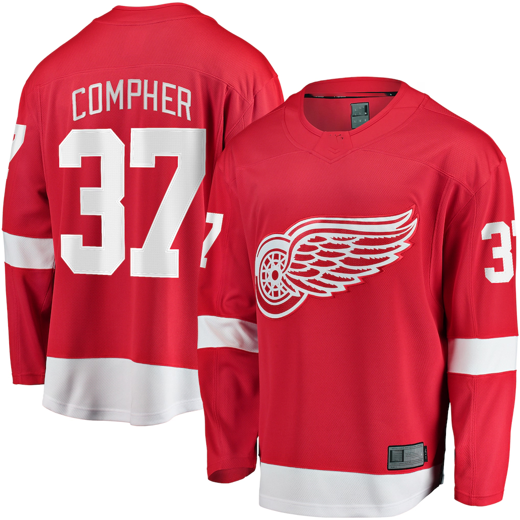 MATTH D.Red wings #37 J.T. Compher Red Home Breakaway Jersey