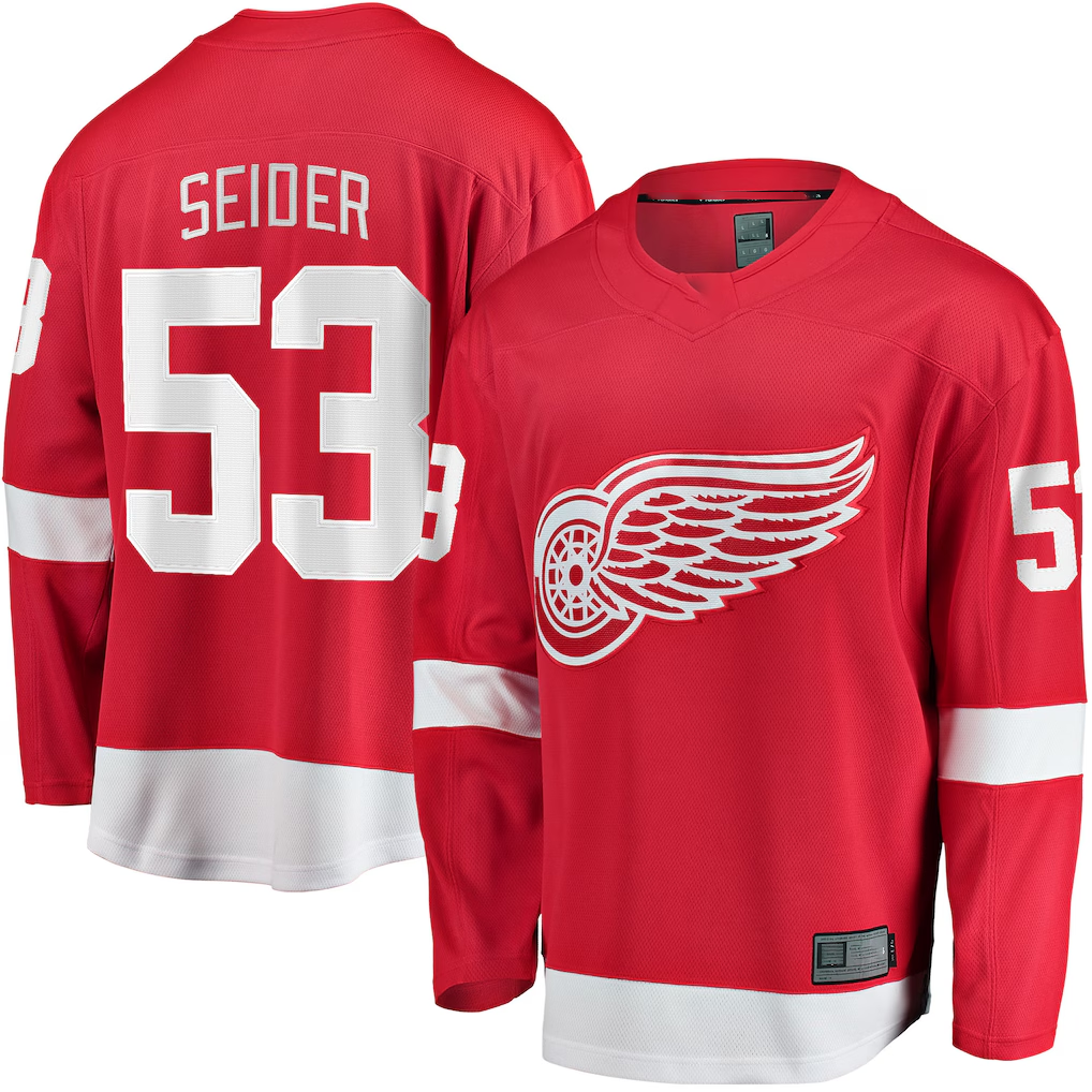 MATTH D.Red wings #53 Moritz Seider Red Home Breakaway Player Jerseys