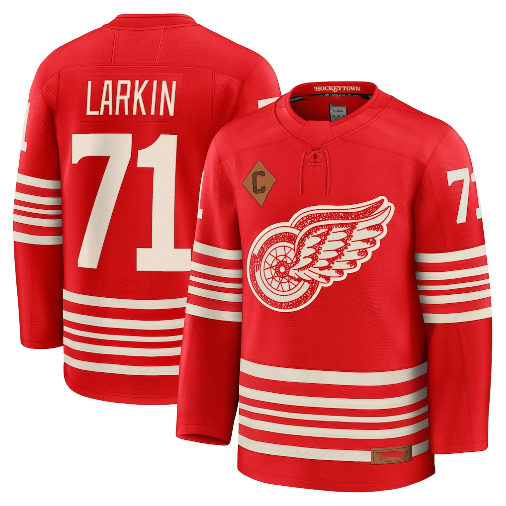 MATTH D.Red wings #71 Dylan Larkin Red Centennial Premium Player Jerseys