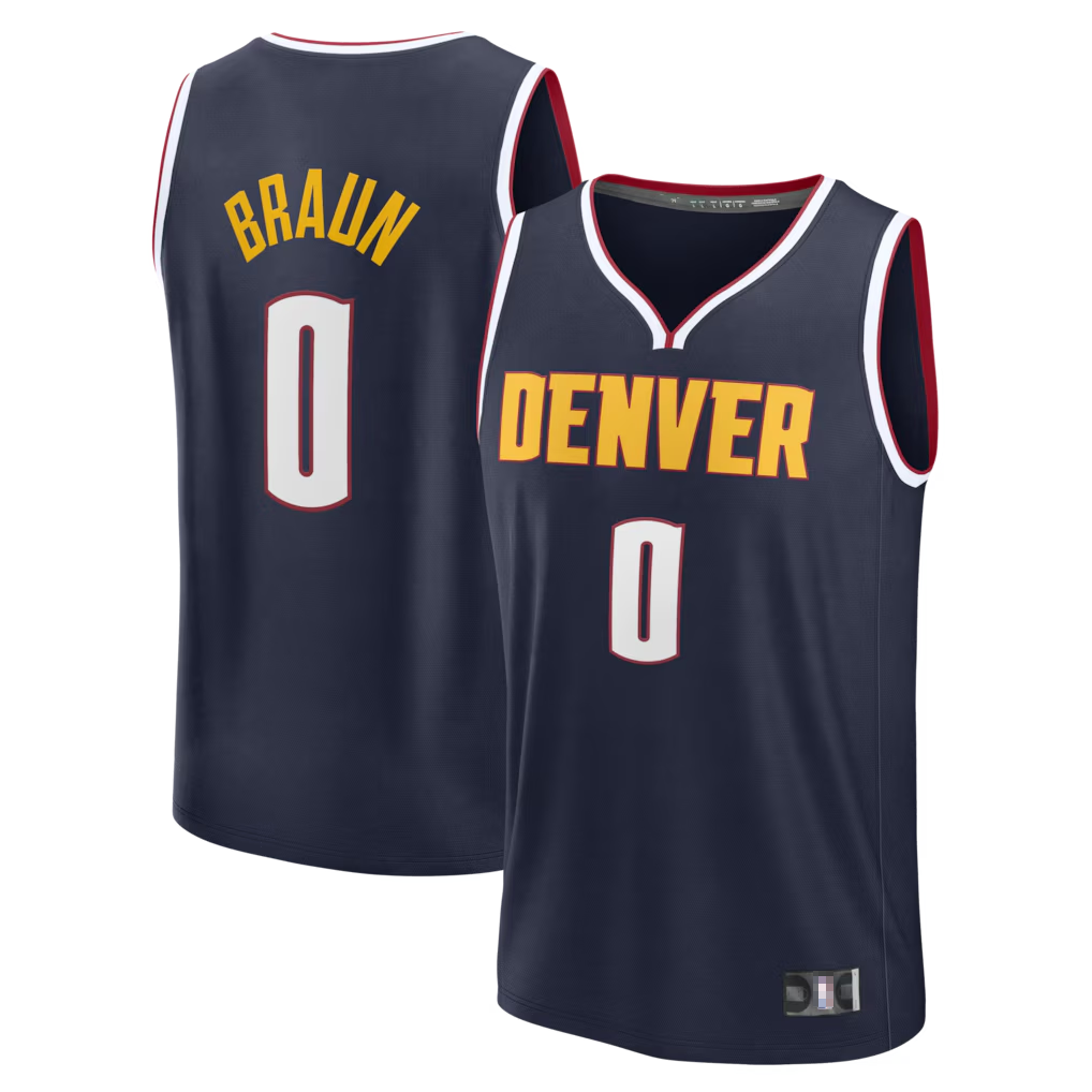 MATTH D.Nuggets #0 Christian Braun Navy Fast Break Replica Jerseys - Icon Edition