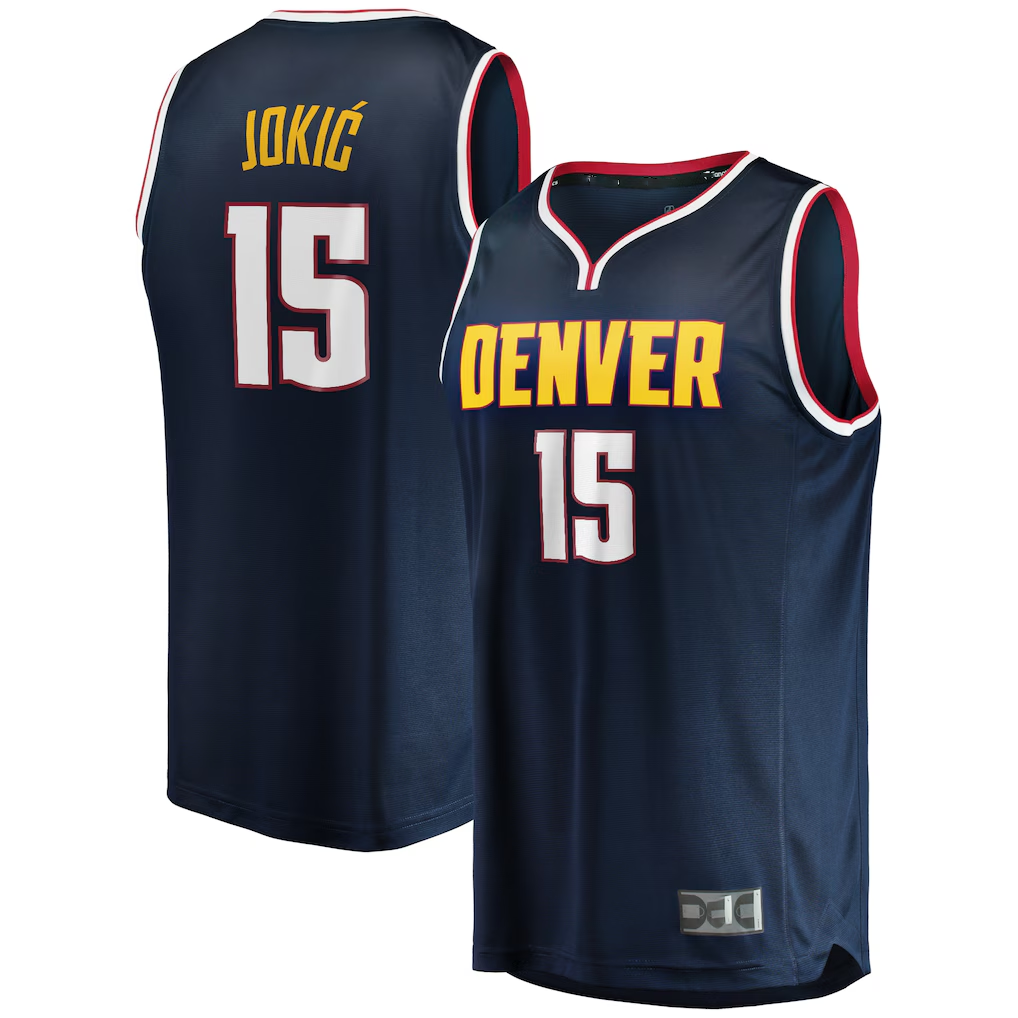 MATTH D.Nuggets #15 Nikola Jokic Navy Fast Break Player Jerseys - Icon Edition