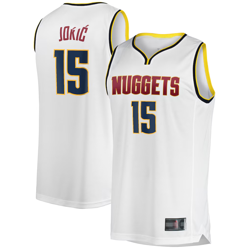MATTH D.Nuggets #15 Nikola Jokic White Fast Break Player Jerseys - Association Edition