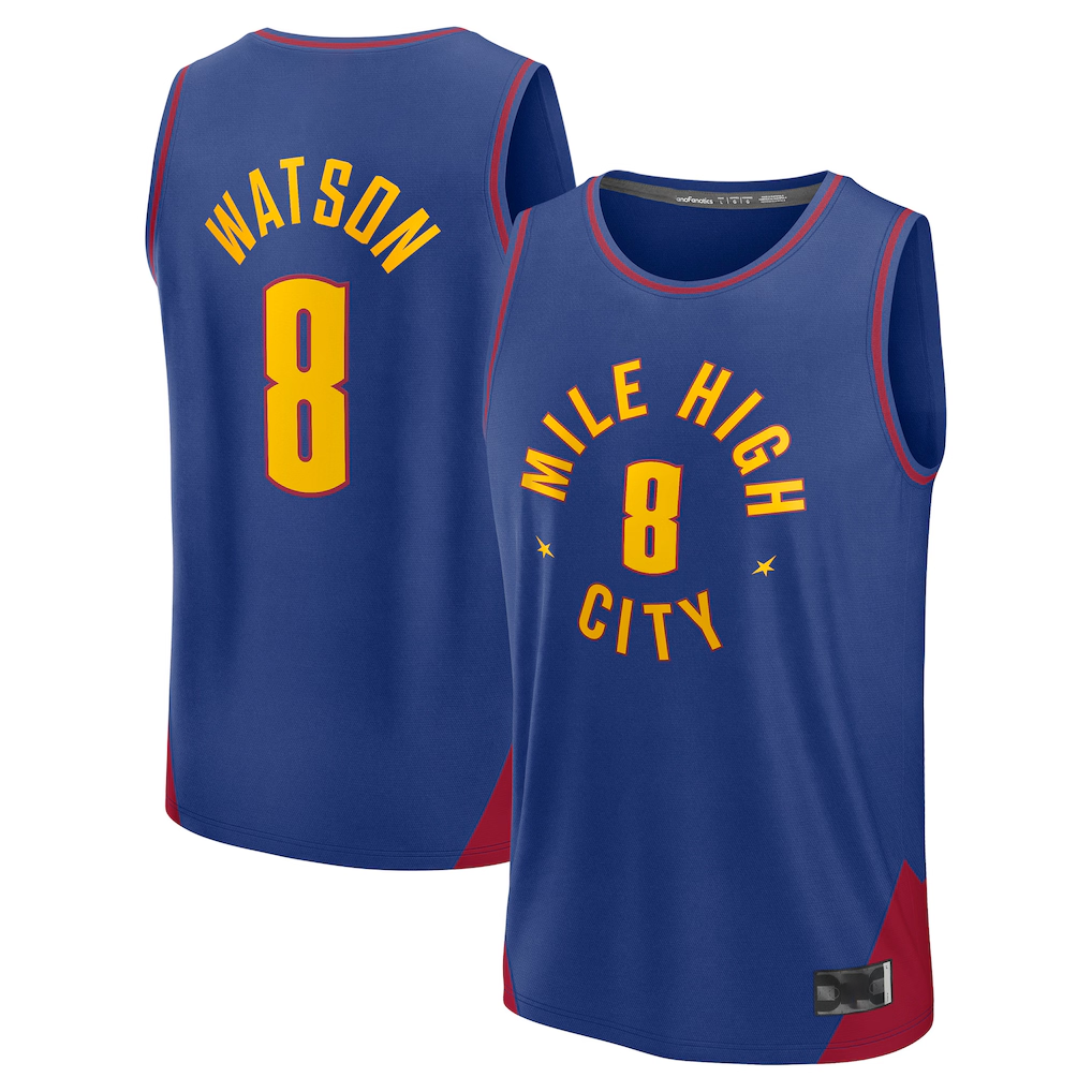 MATTH D.Nuggets #8 Peyton Watson Blue Fast Break Replica Player Jerseys - Statement Edition