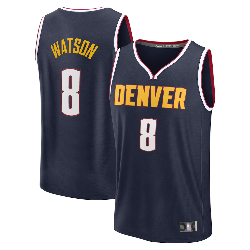 MATTH D.Nuggets #8 Peyton Watson Navy Fast Break Replica Player Jerseys - Icon Edition