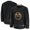 MATTH E.Oilers Black 2024 Military Appreciation Practice Jerseys