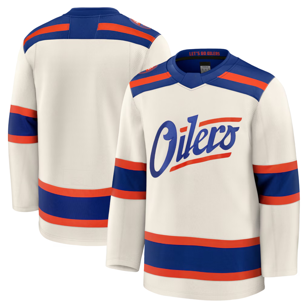 MATTH E.Oilers Light Beige Alternate Premium Jerseys