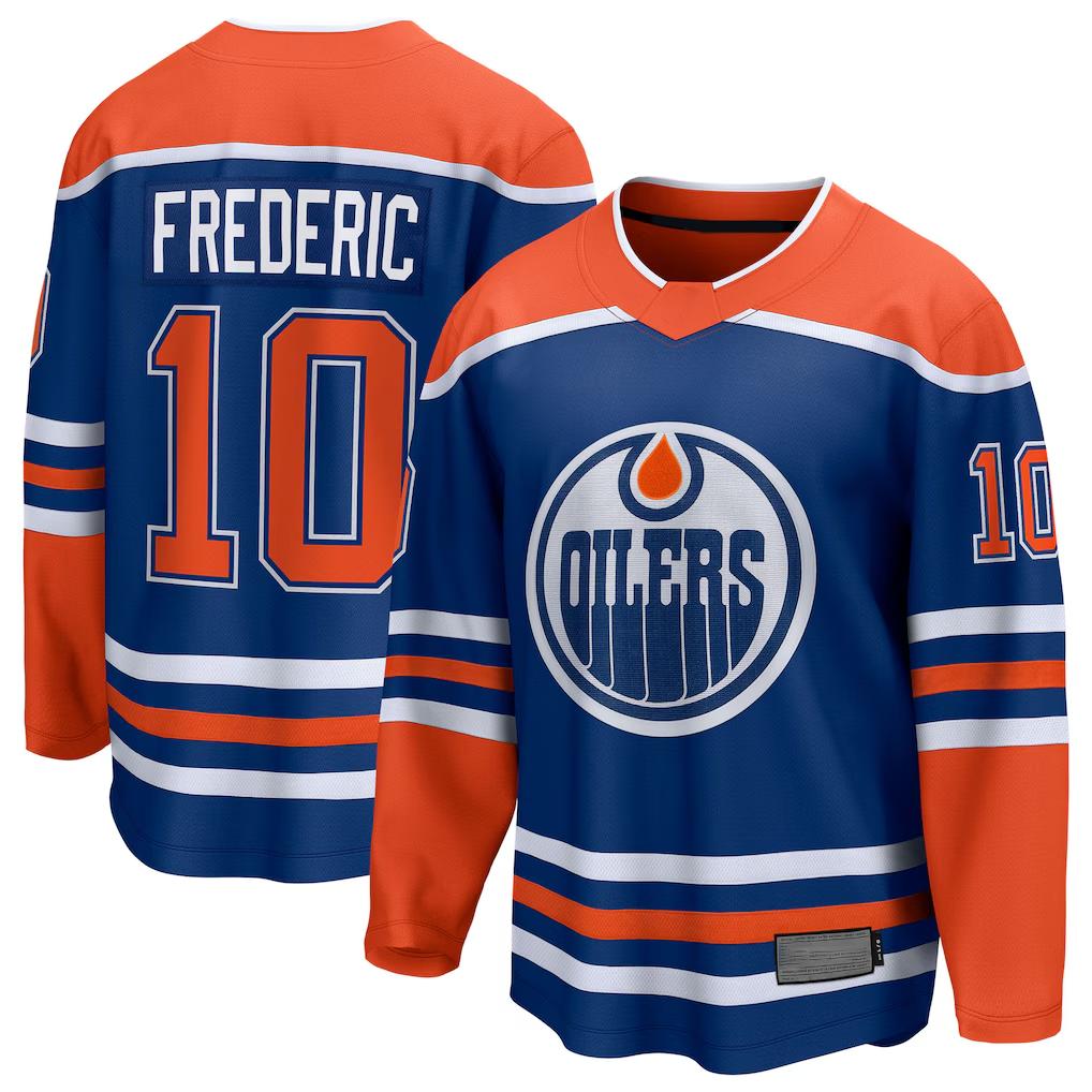 MATTH E.Oilers #10 Trent Frederic Royal Home Breakaway Jerseys