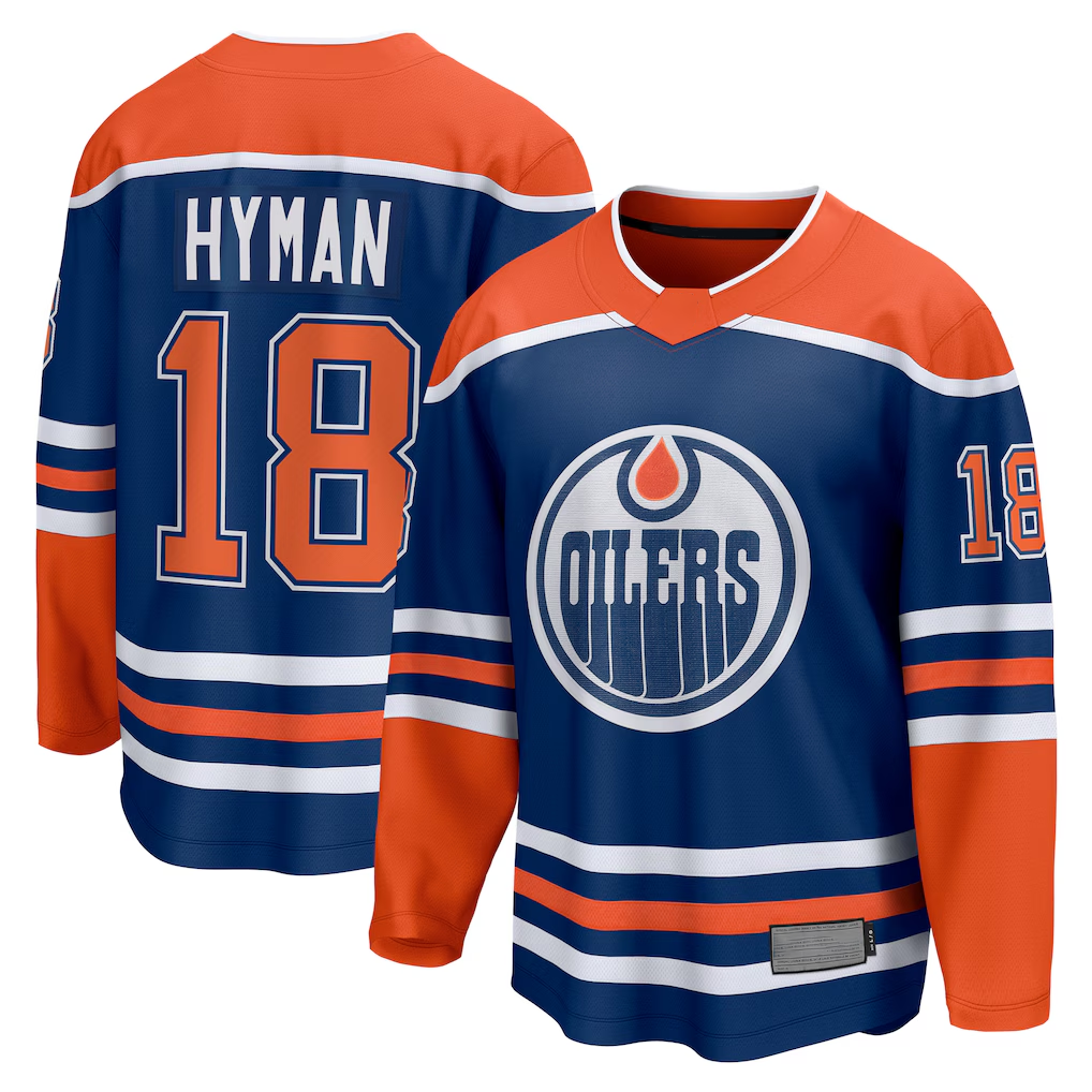 MATTH E.Oilers #18 Zach Hyman Royal Home Breakaway Player Jerseys