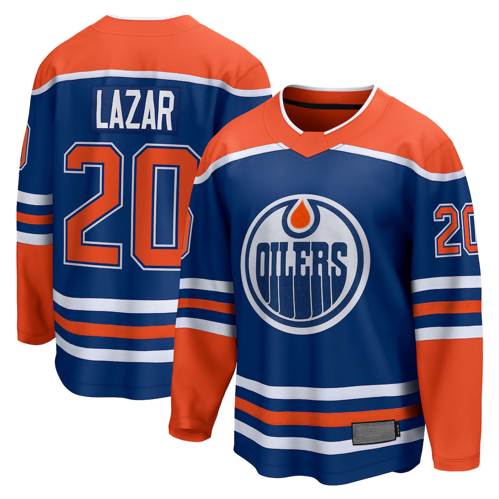 MATTH E.Oilers #20 Curtis Lazar Royal Home Breakaway Jerseys
