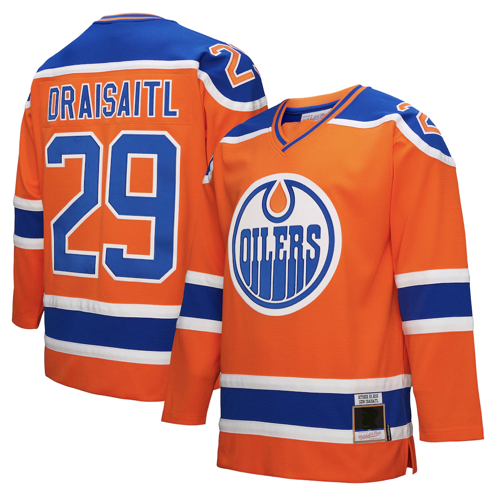 MATTH E.Oilers #29 Leon Draisaitl Mitchell & Ness Orange Power Play Jerseys