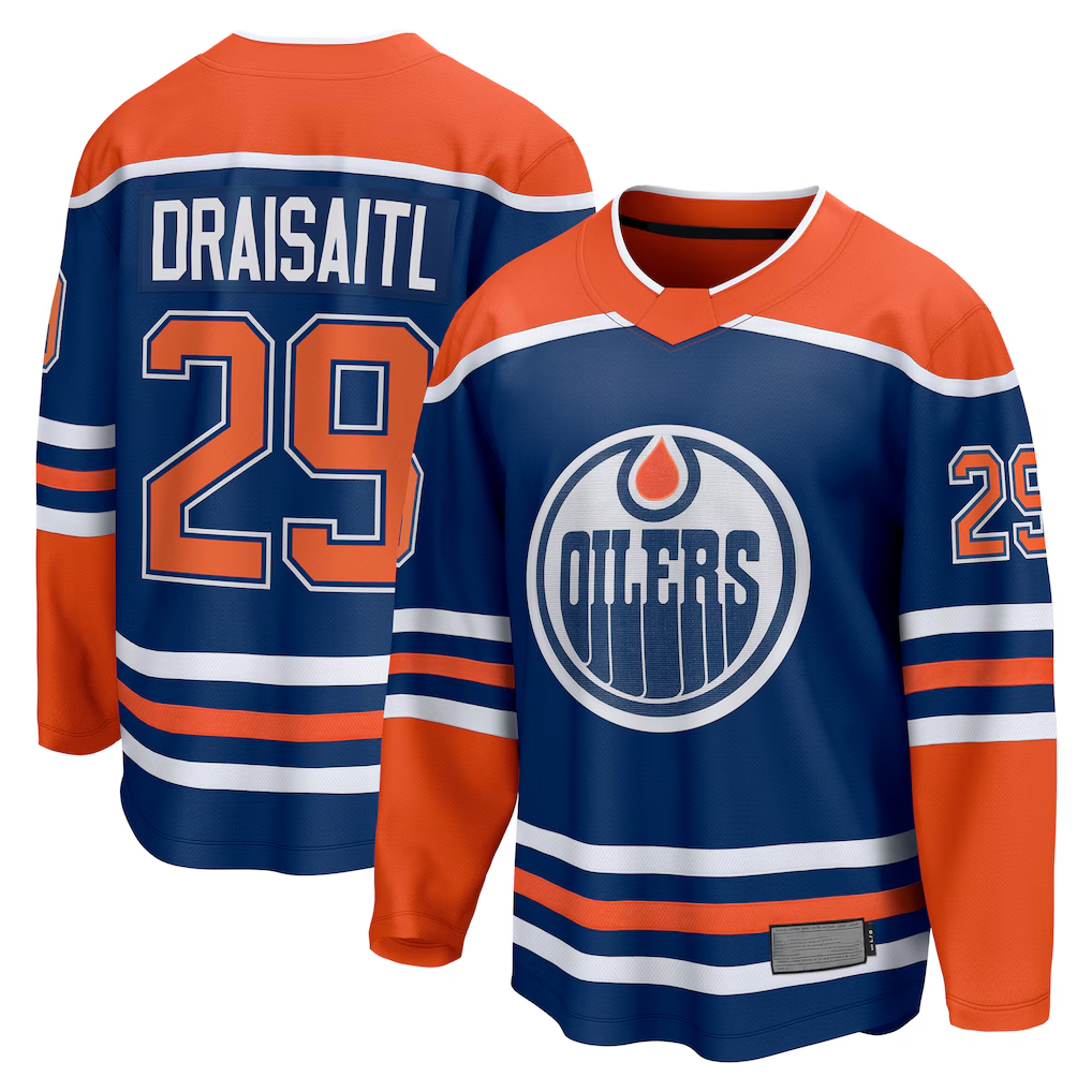 MATTH E.Oilers #29 Leon Draisaitl Royal Home Breakaway Jerseys