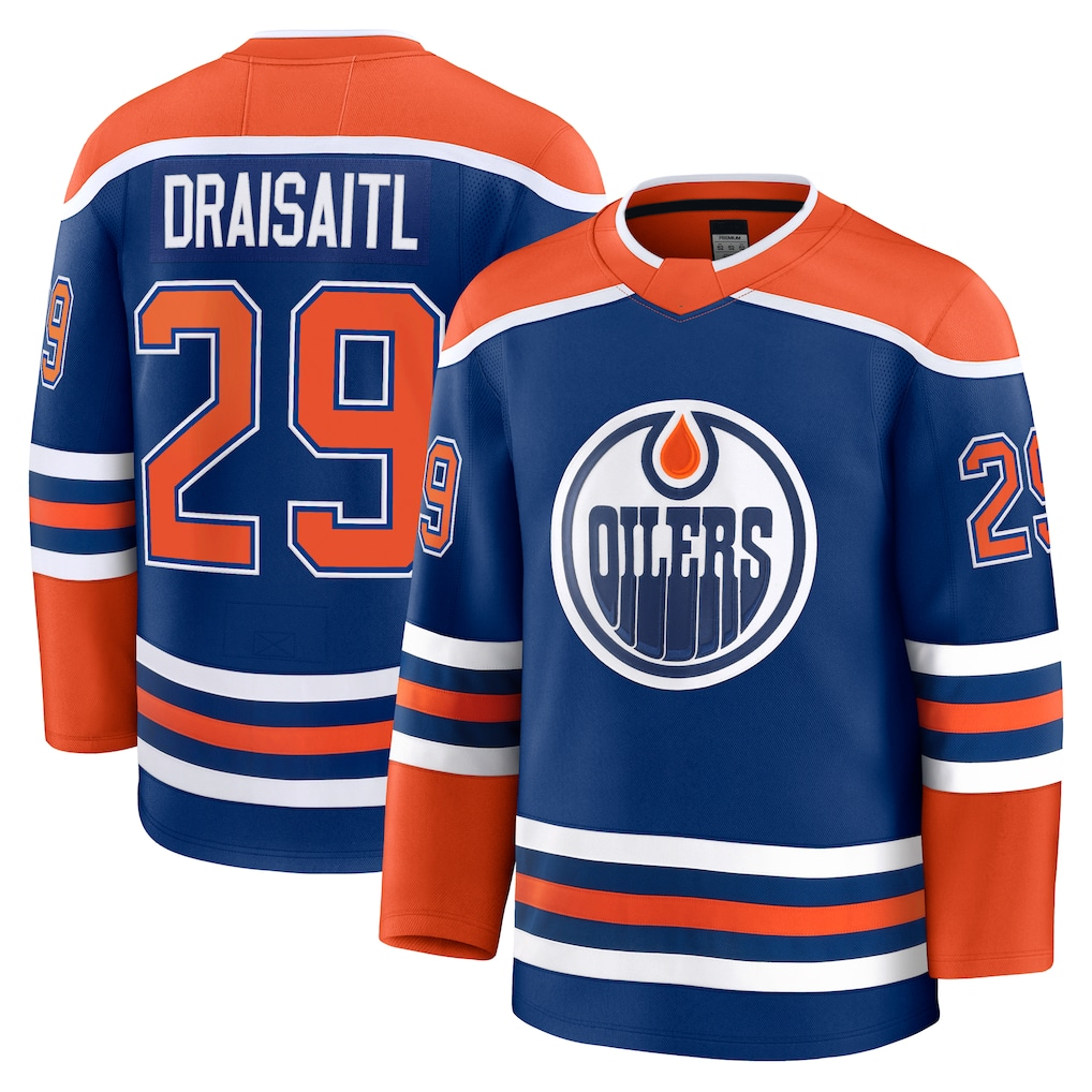 MATTH E.Oilers #29 Leon Draisaitl Royal Home Premium Jerseys