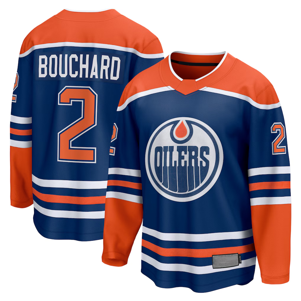MATTH E.Oilers #2 Evan Bouchard Royal Home Breakaway Player Jerseys