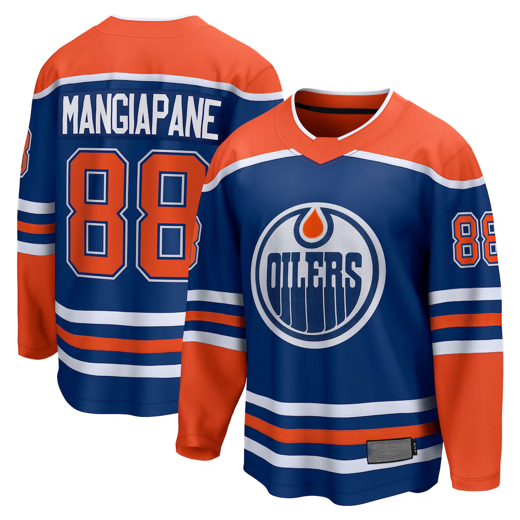 MATTH E.Oilers #88 Andrew Mangiapane Royal Home Breakaway Jerseys