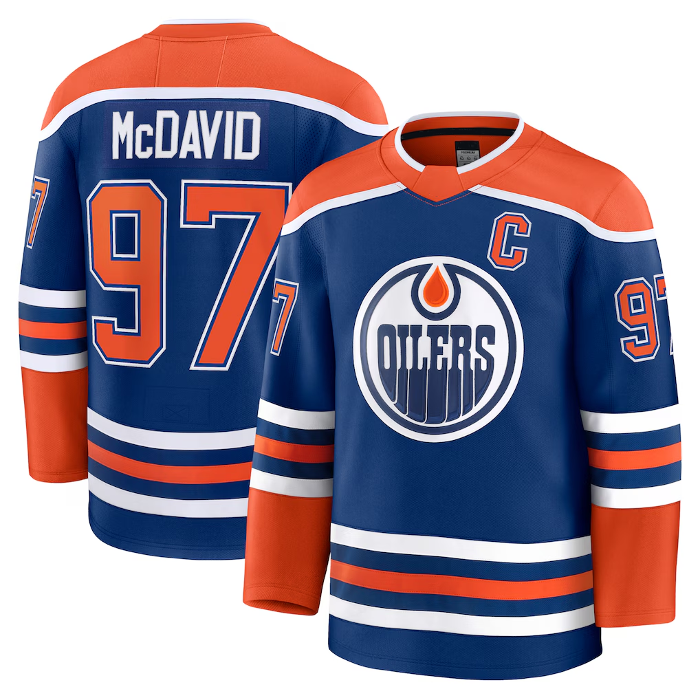 MATTH E.Oilers #97 Connor McDavid Royal Home Premium Jerseys