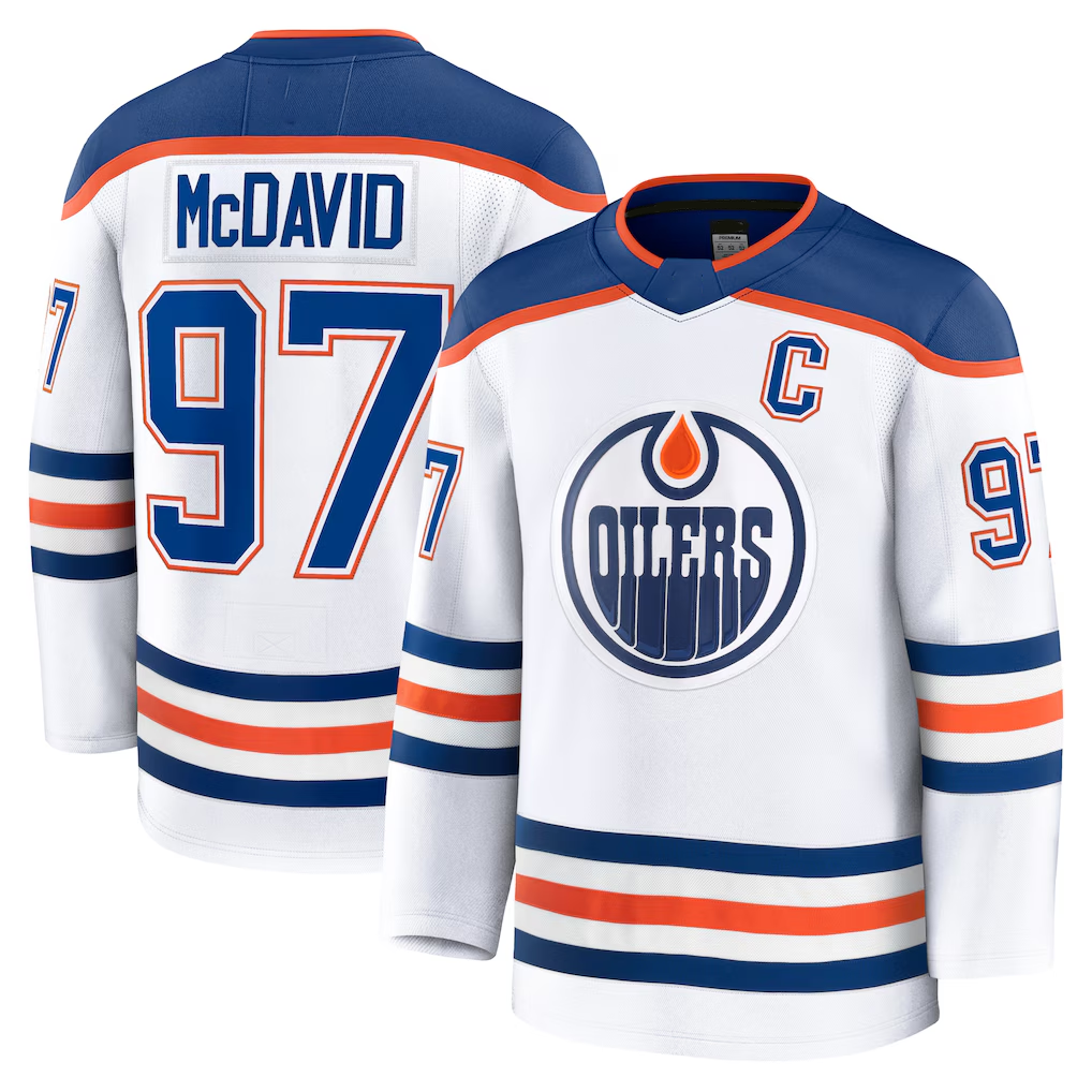 MATTH E.Oilers #97 Connor McDavid White Away Premium Jerseys