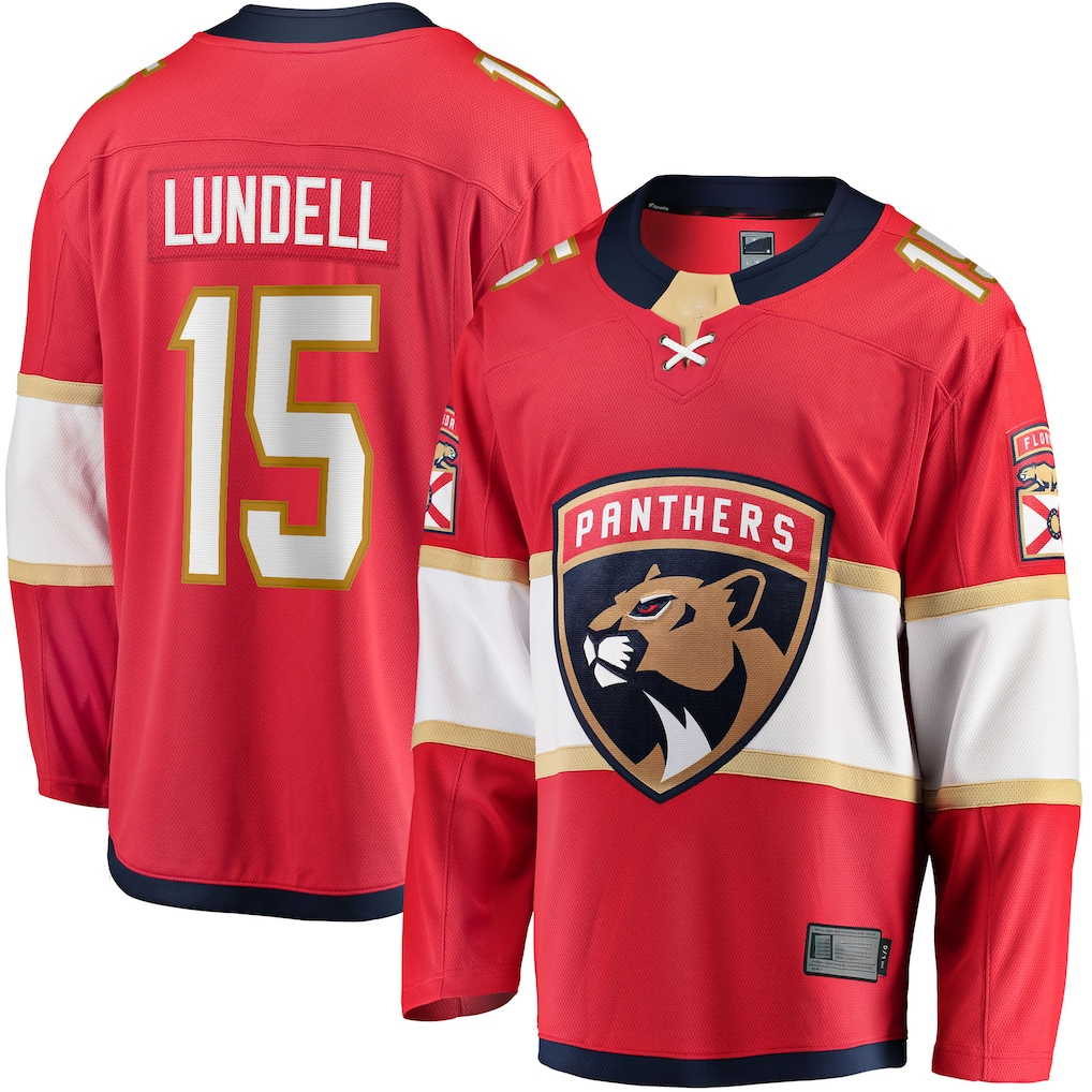 MATTH F.Panthers F.Panthers #15 Anton Lundell Red Home Breakaway Player Jerseys