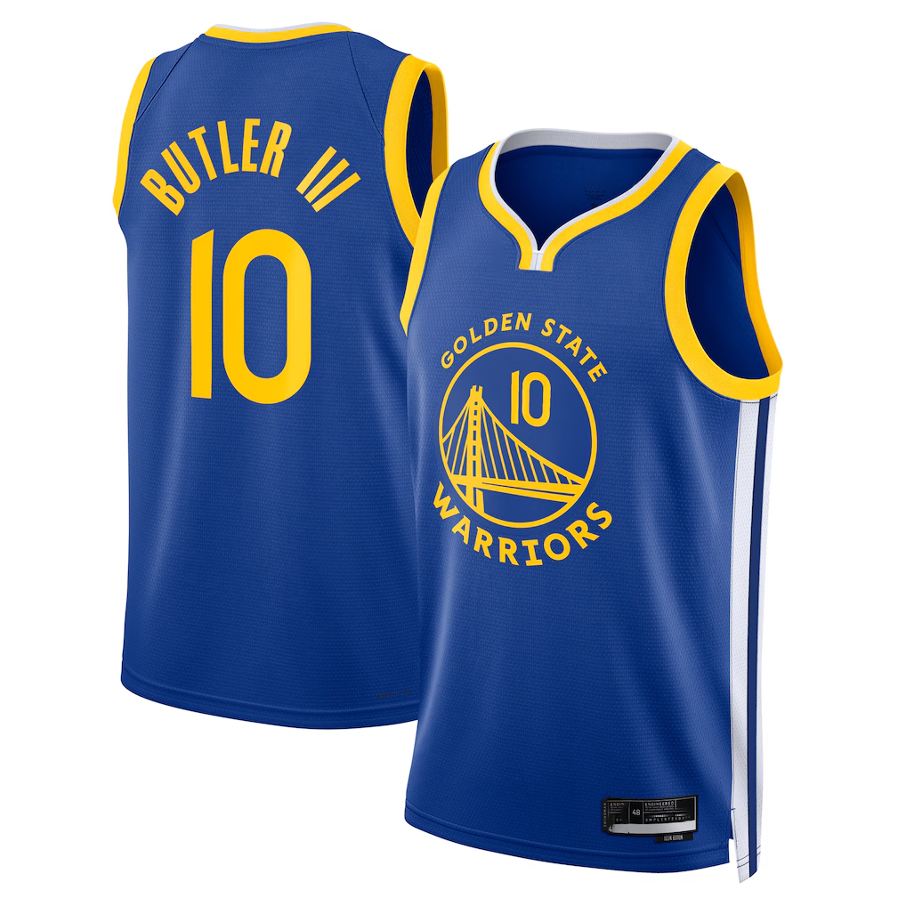 MATTH G.State Warriors #10 Jimmy Butler III Royal Swingman Jerseys - Icon Edition