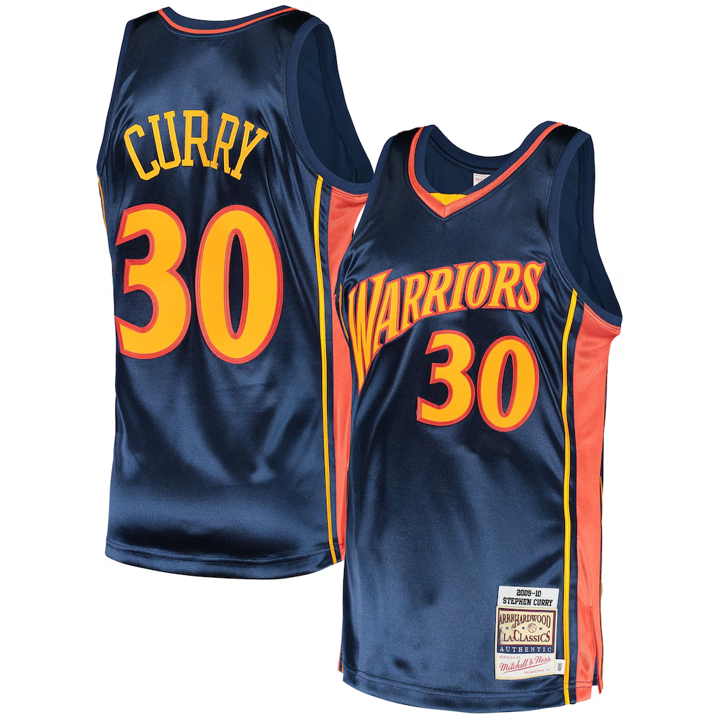 MATTH G.State Warriors #30 Stephen Curry Mitchell & Ness Navy 2009-10 Hardwood Classics Authentic Jerseys