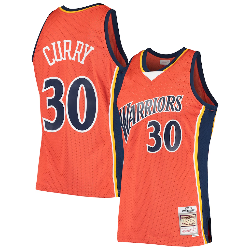 MATTH G.State Warriors #30 Stephen Curry Mitchell & Ness Orange Hardwood Classics Swingman Jerseys