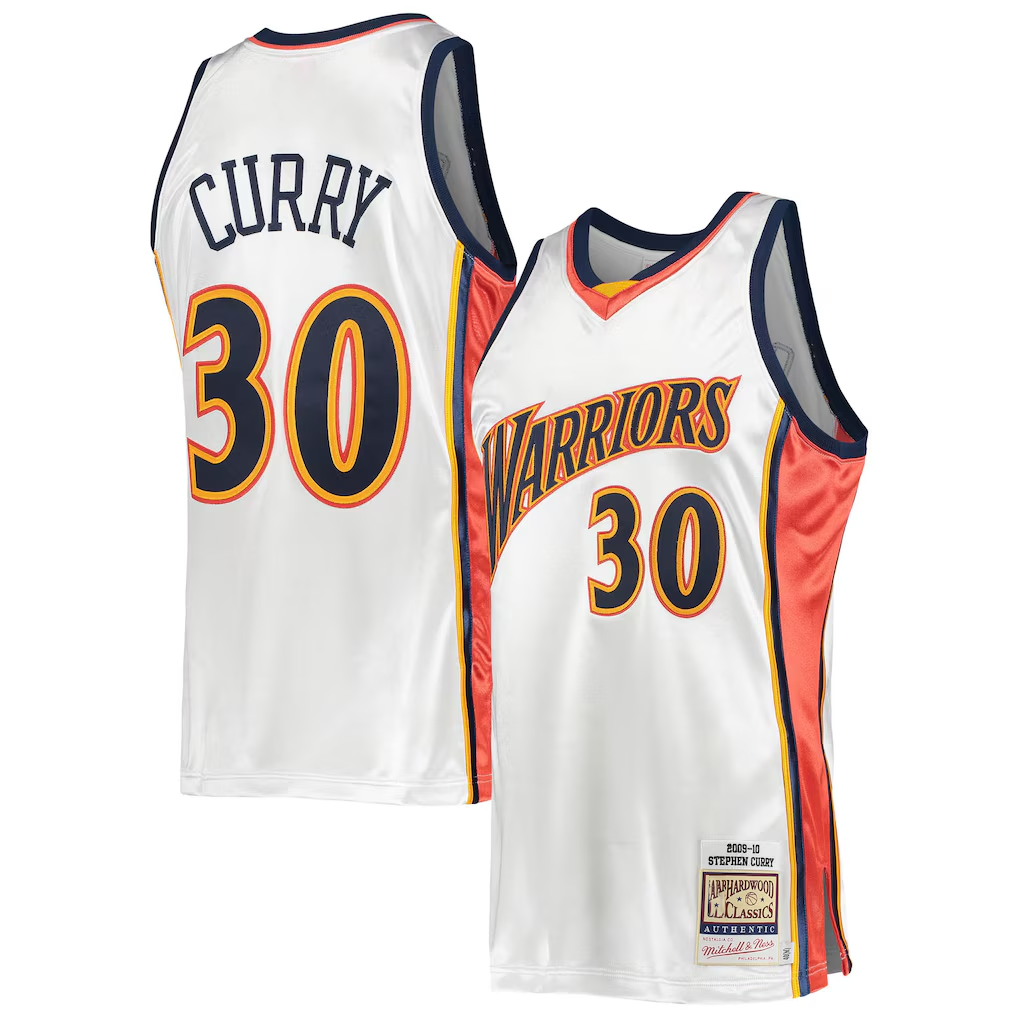 MATTH G.State Warriors #30 Stephen Curry Mitchell & Ness White 200910 Hardwood Classics Authentic Jerseys