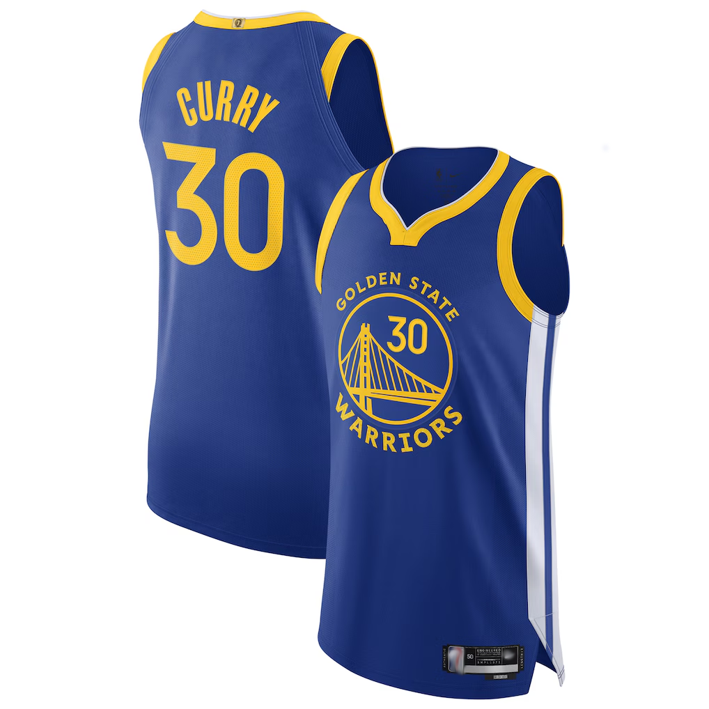 MATTH G.State Warriors #30 Stephen Curry Royal Authentic Jerseys - Icon Edition