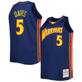 MATTH G.State Warriors #5 Baron Davis Mitchell & Ness Navy Big & Tall Hardwood Classics 200607 Swingman Jerseys