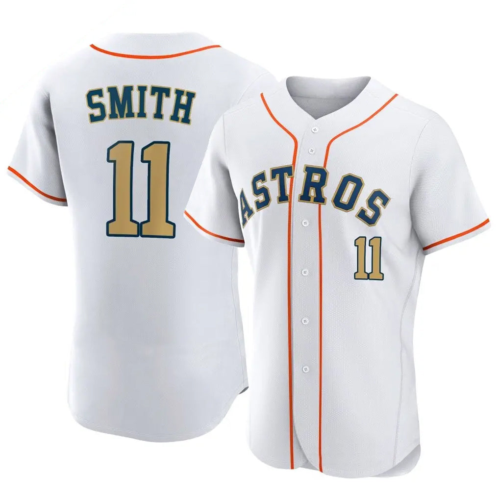 MATTH H.Astros #11 Cam Smith Player Gold Collection Limited Elite Home Stitched Jerseys
