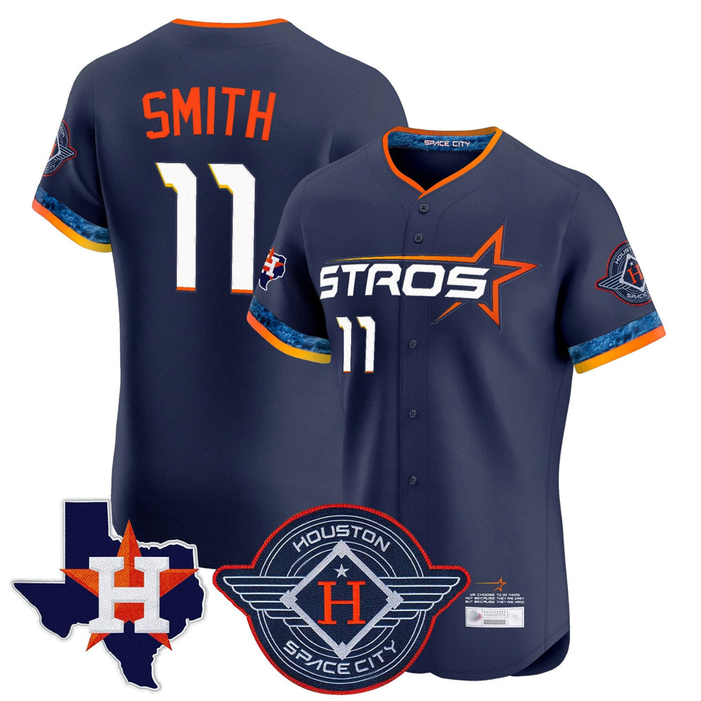 MATTH H.Astros #11 Cam Smith Player Navy City Connect Texas Patch Vapor Premier Limited Elite Home Stitched Jerseys