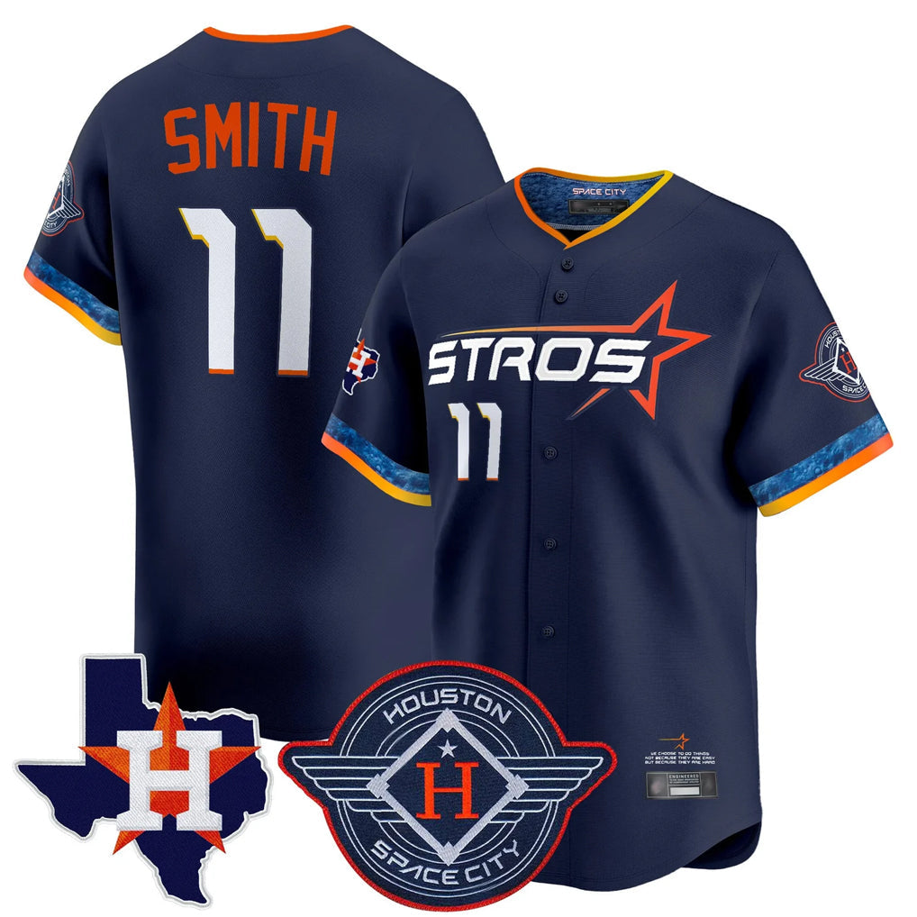 MATTH H.Astros #11 Cam Smith Player Navy City Connect Texas Patch Vapor Premier Limited Home Stitched Jerseys