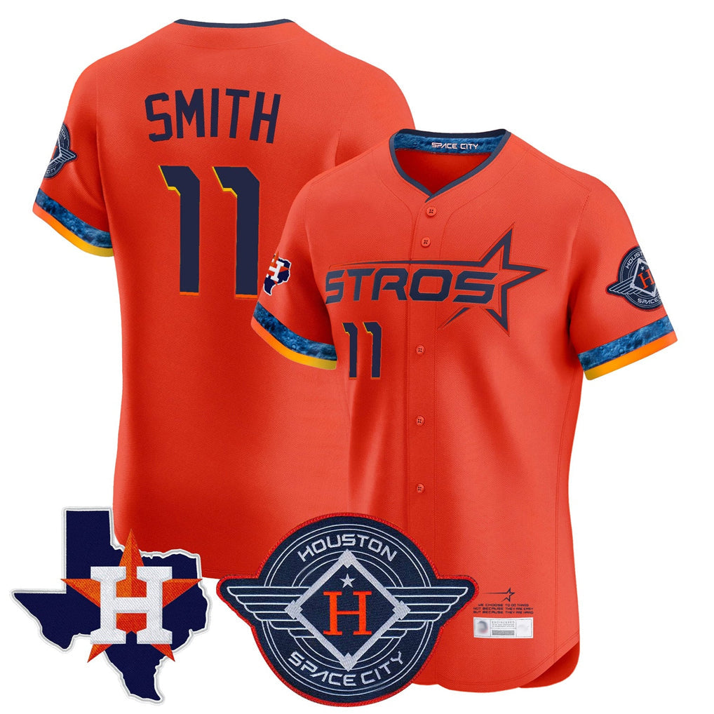 MATTH H.Astros #11 Cam Smith Player Orange City Connect Texas Patch Vapor Premier Limited Elite Home Stitched Jerseys