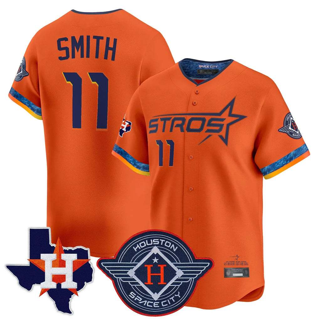 MATTH H.Astros #11 Cam Smith Player Orange City Connect Texas Patch Vapor Premier Limited Home Stitched Jerseys