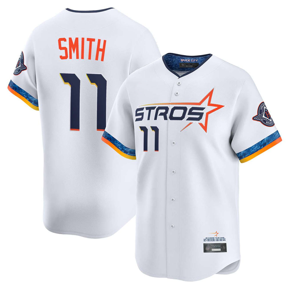 MATTH H.Astros #11 Cam Smith Player White City Connect Limited Home Stitched Jerseys