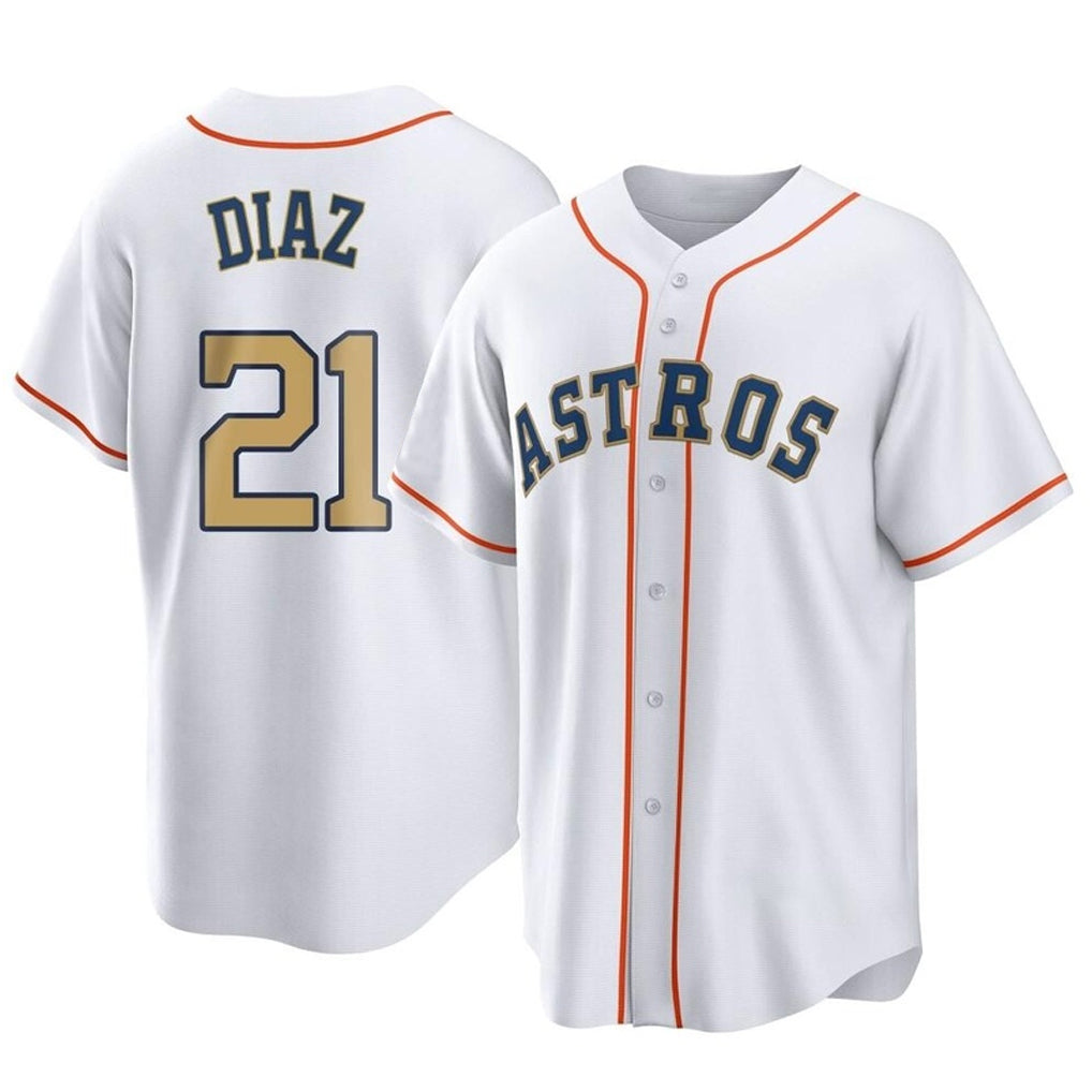 MATTH H.Astros #21 Yainer Diaz Player Gold Collection Game Home Stitched Jerseys