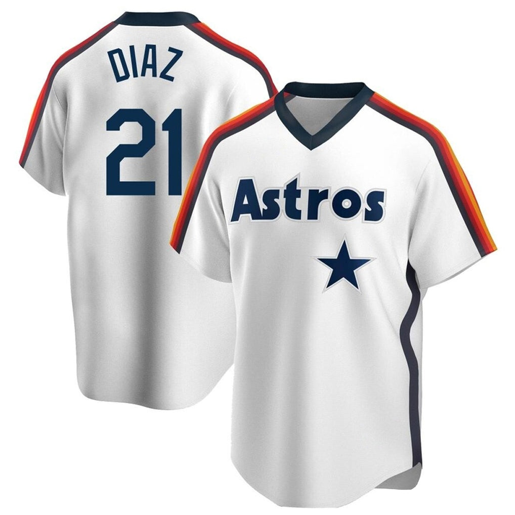 MATTH H.Astros #21 Yainer Diaz Player White Cooperstown Collection T-shirt Stitched Jerseys