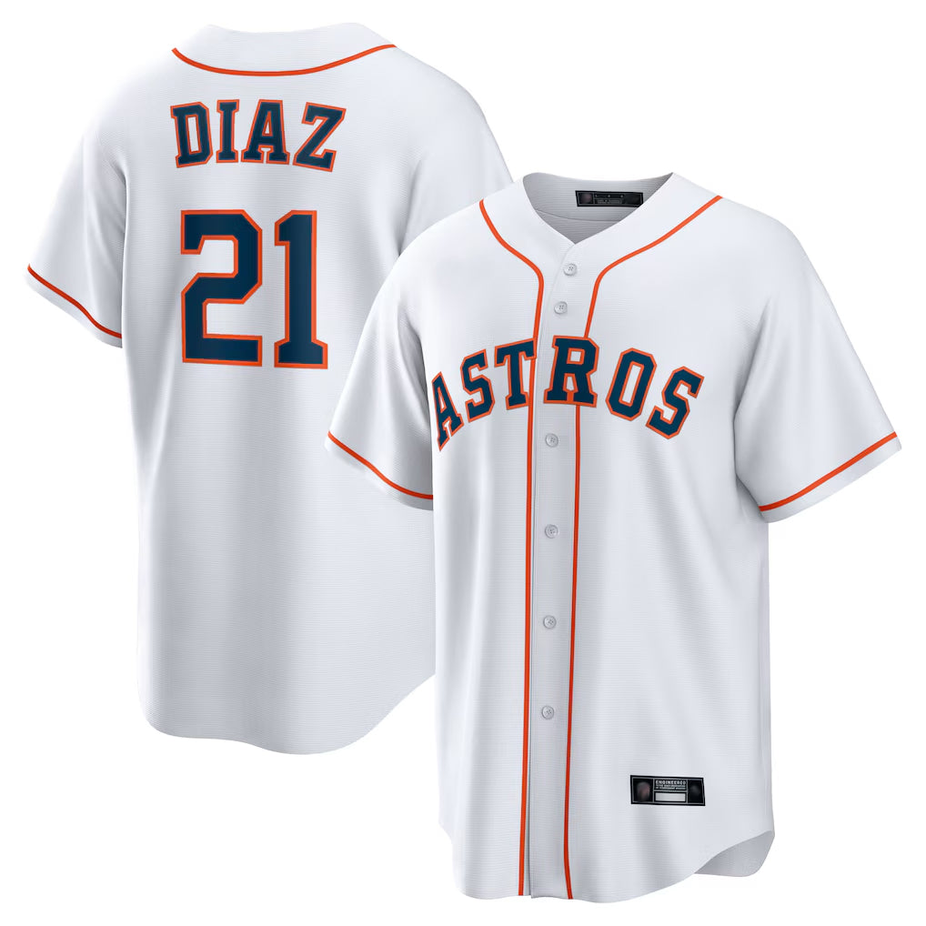 MATTH H.Astros #21 Yainer Diaz Player White Home Game Stitched Jerseys