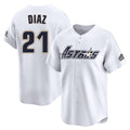 MATTH H.Astros #21 Yainer Diaz Player White Throwback Cooperstown Collection Limited Stitched Jerseys