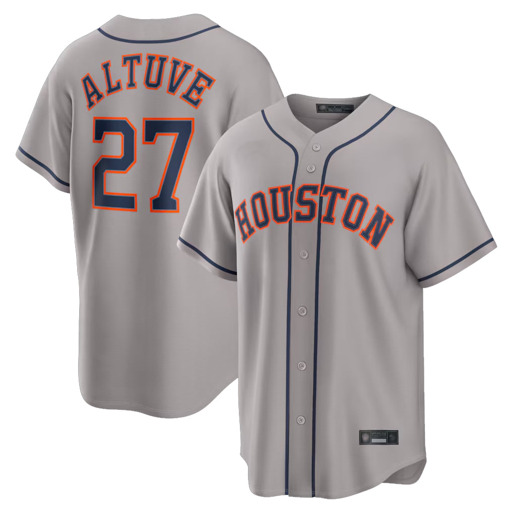MATTH H.Astros #27 Jose Altuve Player Gray Home Game Stitched Jerseys