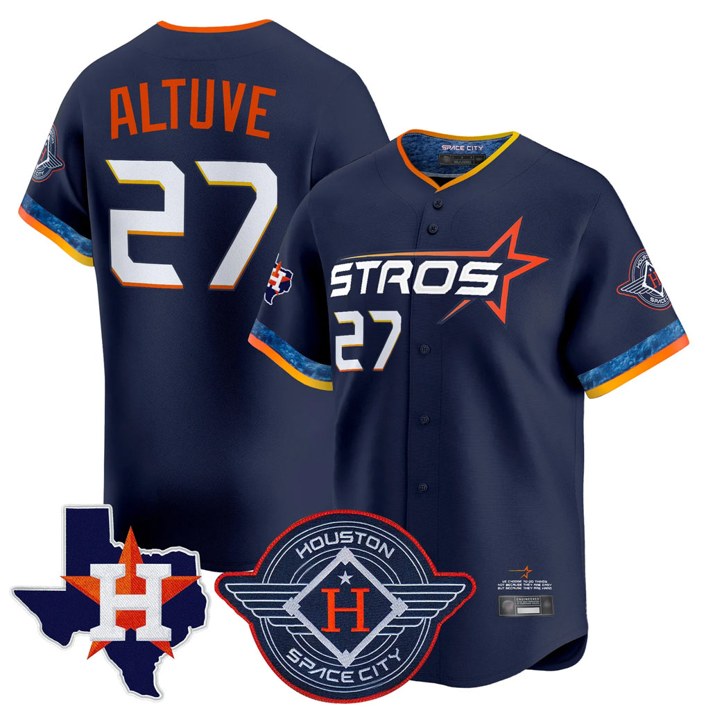 MATTH H.Astros #27 Jose Altuve Player Navy City Connect Texas Patch Vapor Premier Limited Home Stitched Jerseys