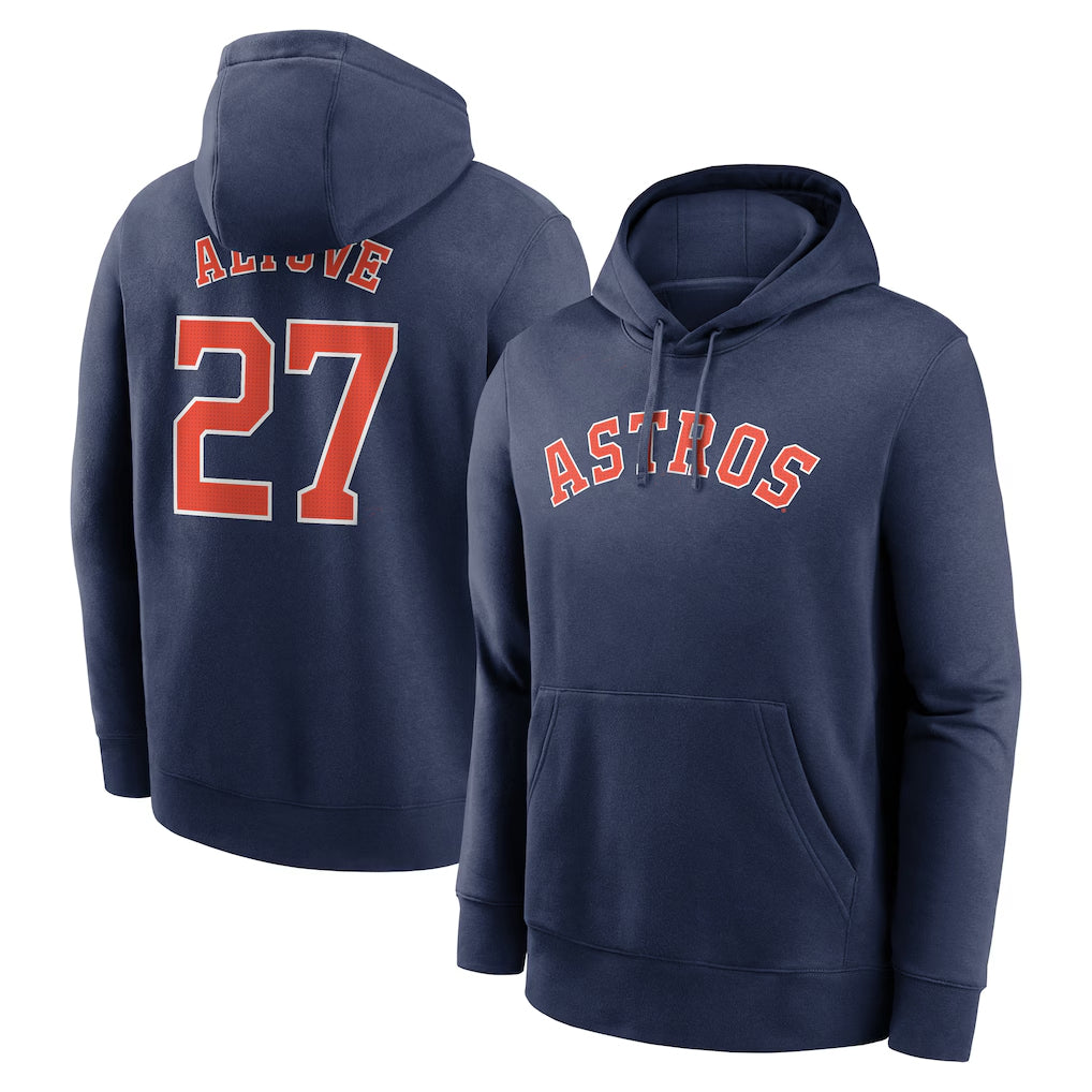 MATTH H.Astros #27 Jose Altuve Player Navy Club Fleece Pullover Hoodie Stitched Jerseys
