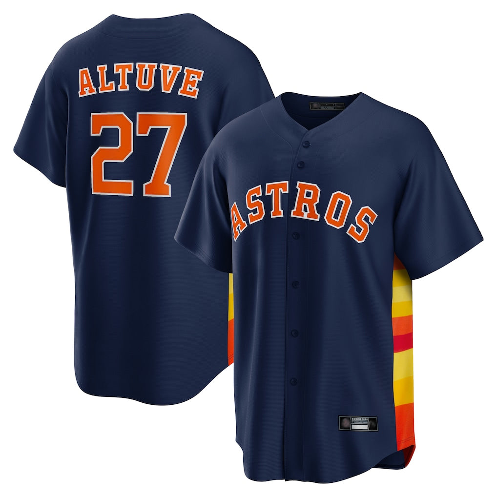 MATTH H.Astros #27 Jose Altuve Player Navy Home Game Stitched Jerseys