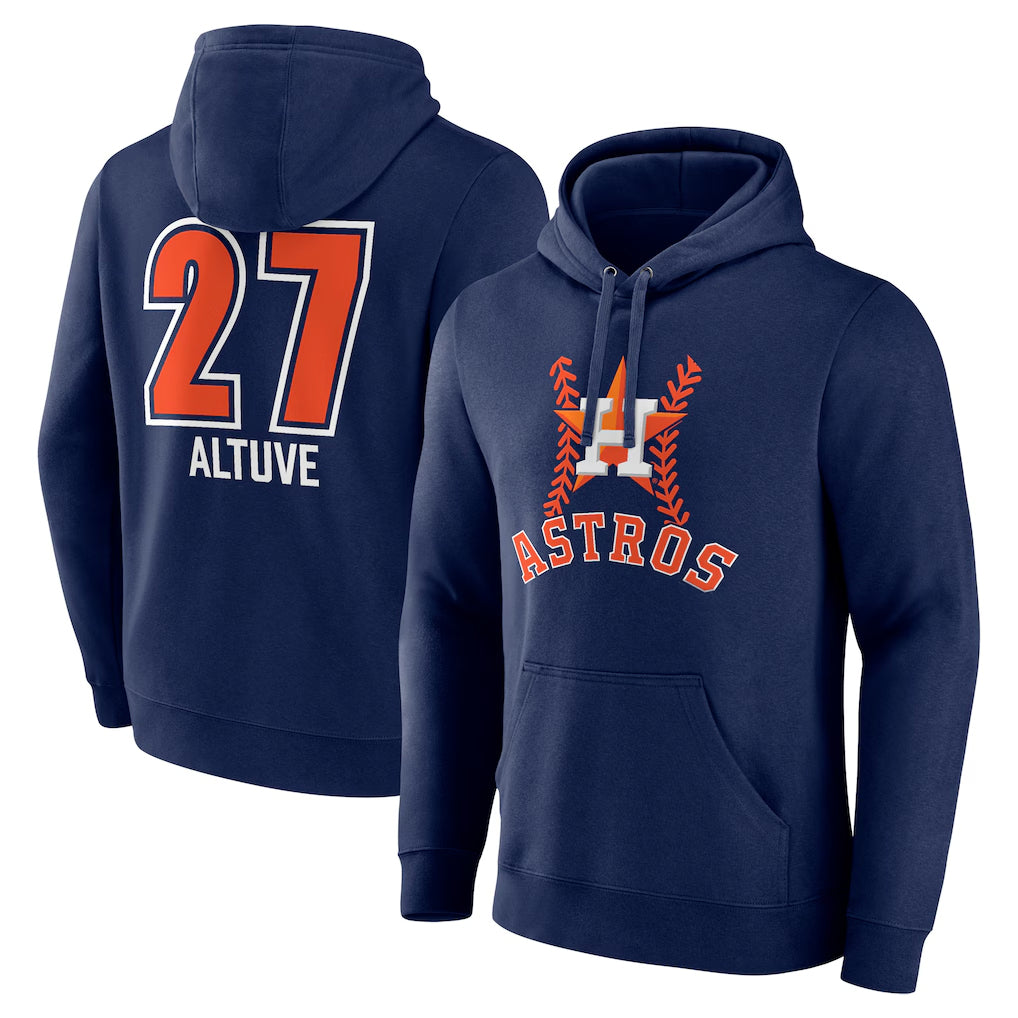 MATTH H.Astros #27 Jose Altuve Player Navy Pullover Hoodie Stitched Jerseys