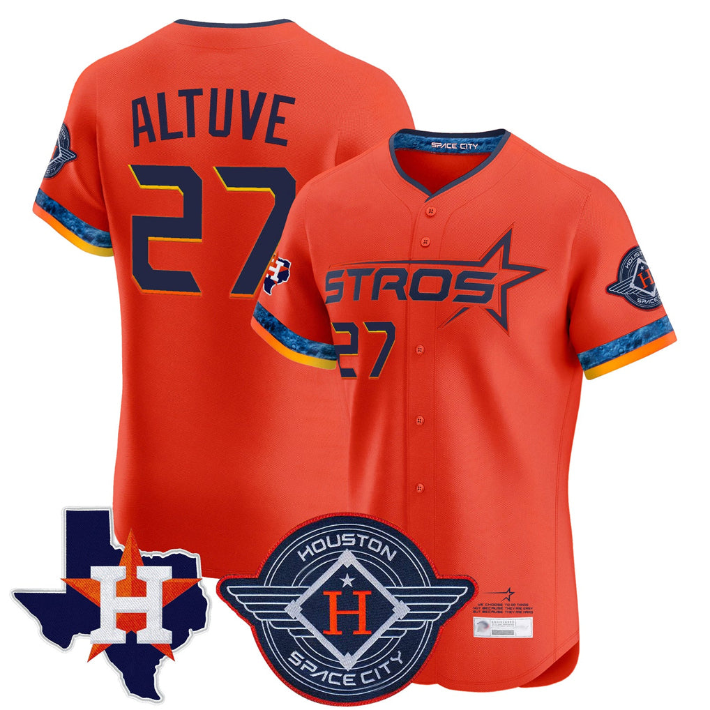 MATTH H.Astros #27 Jose Altuve Player Orange City Connect Texas Patch Vapor Premier Limited Elite Home Stitched Jerseys