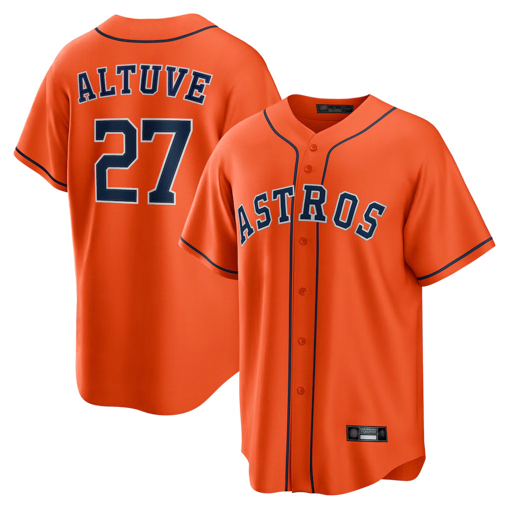 MATTH H.Astros #27 Jose Altuve Player Orange Home Game Stitched Jerseys
