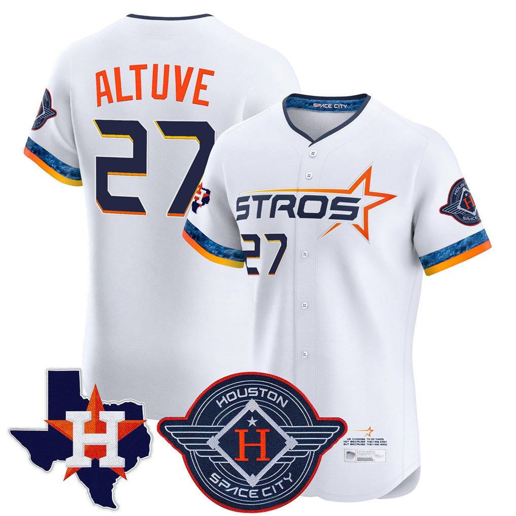 MATTH H.Astros #27 Jose Altuve Player White City Connect Texas Patch Vapor Premier Limited Elite Home Stitched Jerseys